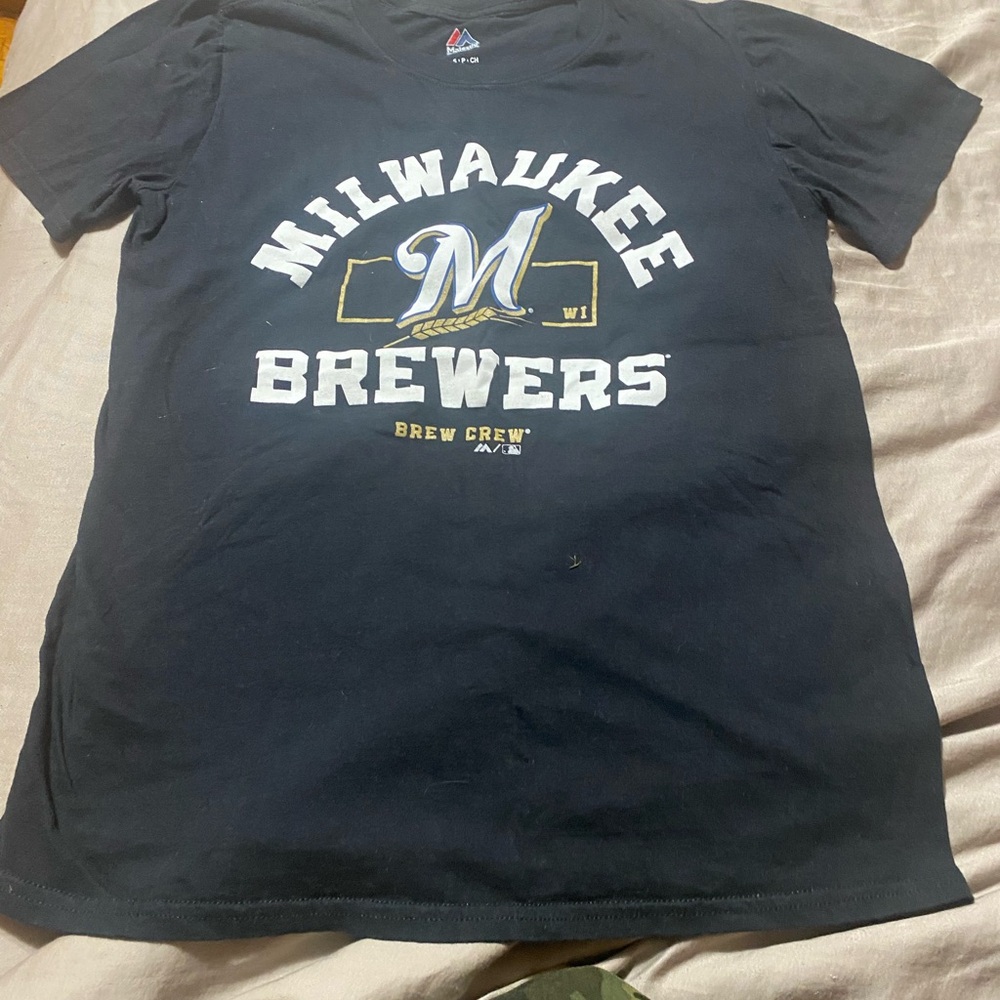 Majestic Navy Milwaukee Brewers Tee